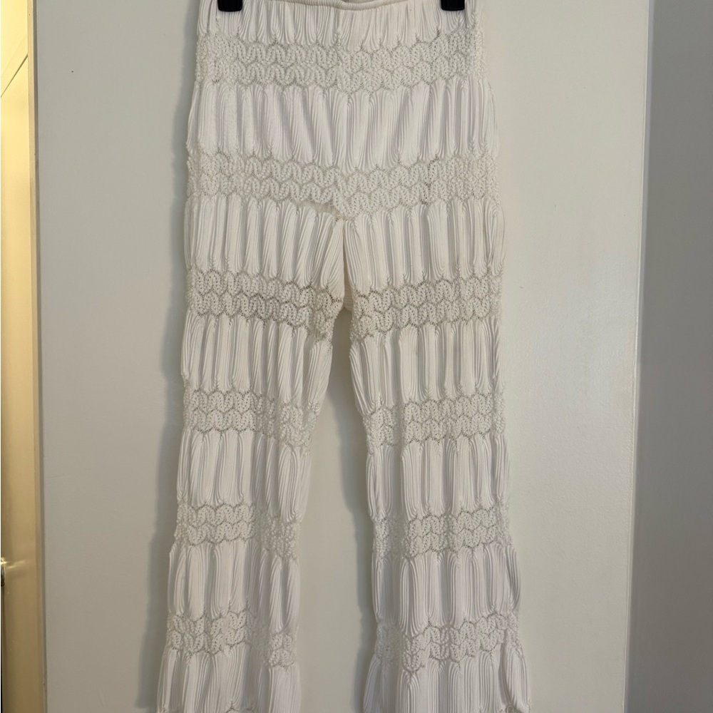 Show Me Your Mumu White Crochet Tassel Pants